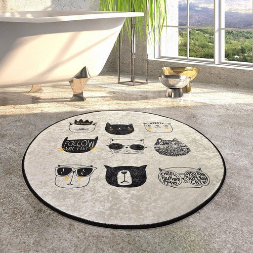 Cutie Dijital Baskılı Çap100cm Banyo Halısı, Kaymaz Taban, Yıkanabilir Bonvagon