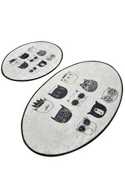 Cuties Dijital Baskılı 2li Set Banyo Halısı, Kaymaz Taban, Yıkanabilir Bonvagon