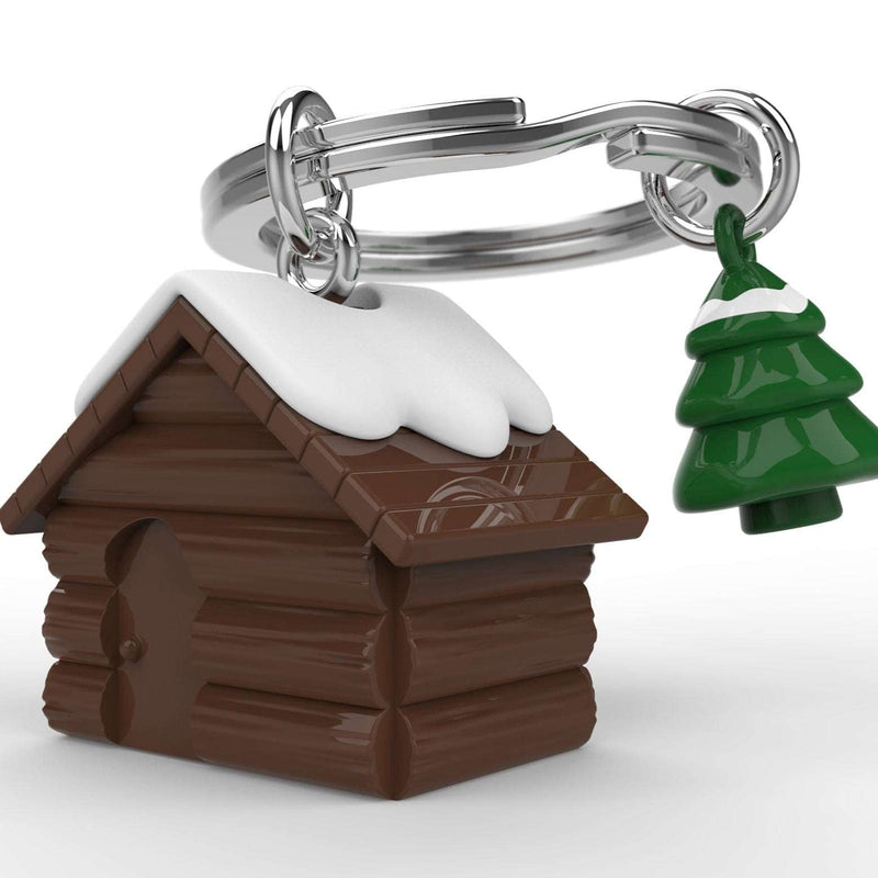 Dağ Evi ve Çam Ağacı Çelik Halkalı Anahtarlık  Bonvagon Metalmorphose