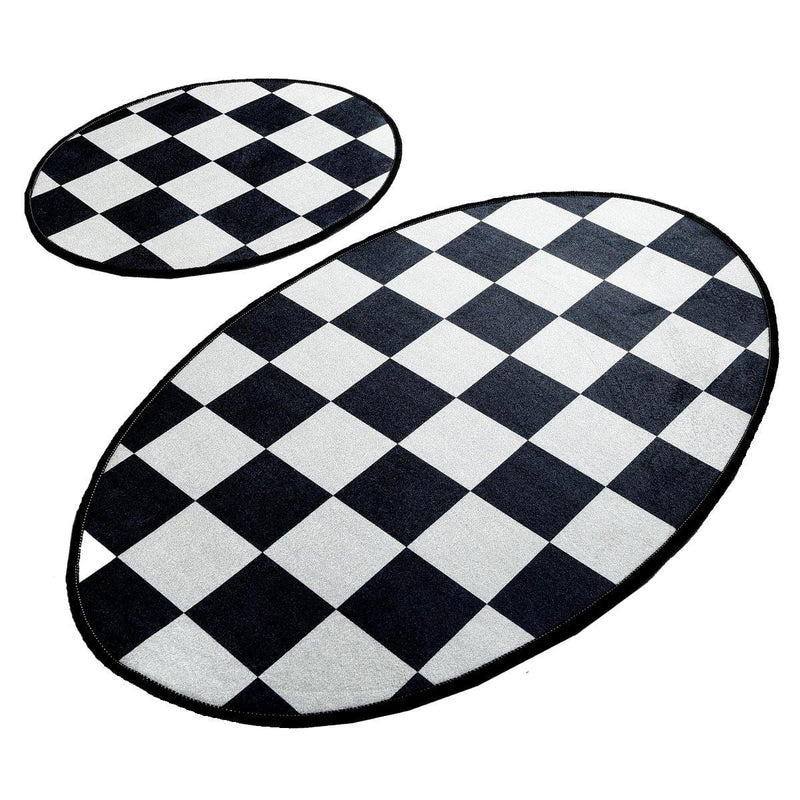 Dama 2li Set Dijital Baskılı Banyo Halısı, Kaymaz Taban, Yıkanabilir Bonvagon