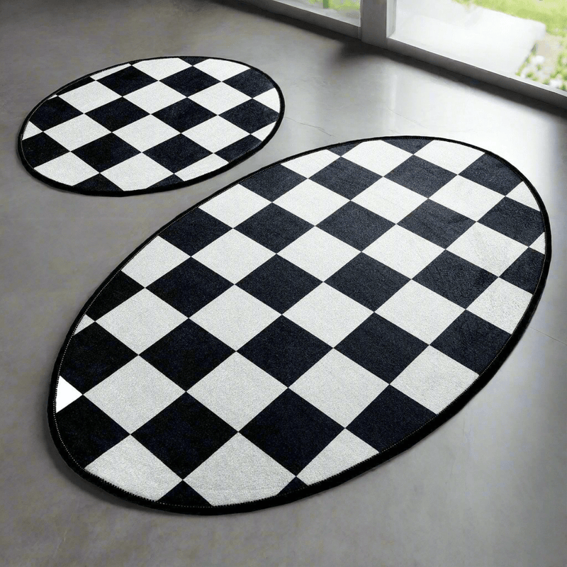 Dama 2li Set Dijital Baskılı Banyo Paspas ve Halısı, Kaymaz Taban, Yıkanabilir Bonvagon