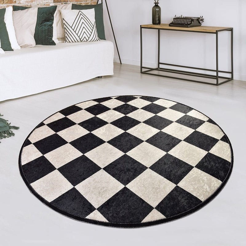 Dama Dekoratif Dijital Baskılı Halı, Kaymaz Taban, Yıkanabilir Bonvagon