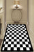 Damalı Checkers Siyah Beyaz Dijital Baskılı Halı, Kaymaz Taban, Yıkanabilir Bonvagon