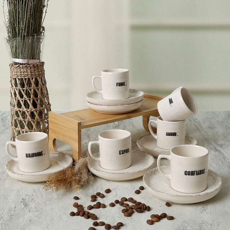 Deep Collection Mottolu Nordic Kahve Takımı 12 Parça 6 Kişilik
