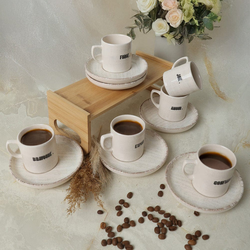 Deep Collection Mottolu Nordic Kahve Takımı 12 Parça 6 Kişilik
