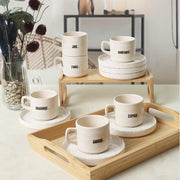 Deep Collection Mottolu Stackable Çay Takımı 12 Parça 6 Kişilik Bonvagon