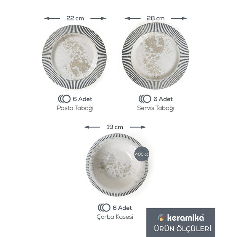 Deep Moon Assos Yemek Takımı 18 Parça 6 Kişilik