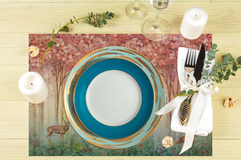 Deers 4'lü İnce Keten Kumaş Amerikan Servisi 50x35cm Bonvagon