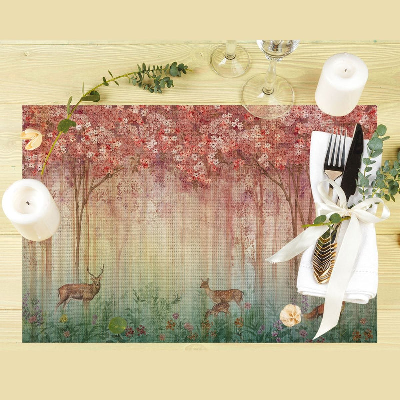 Deers 4'lü İnce Keten Kumaş Amerikan Servisi 50x35cm Bonvagon