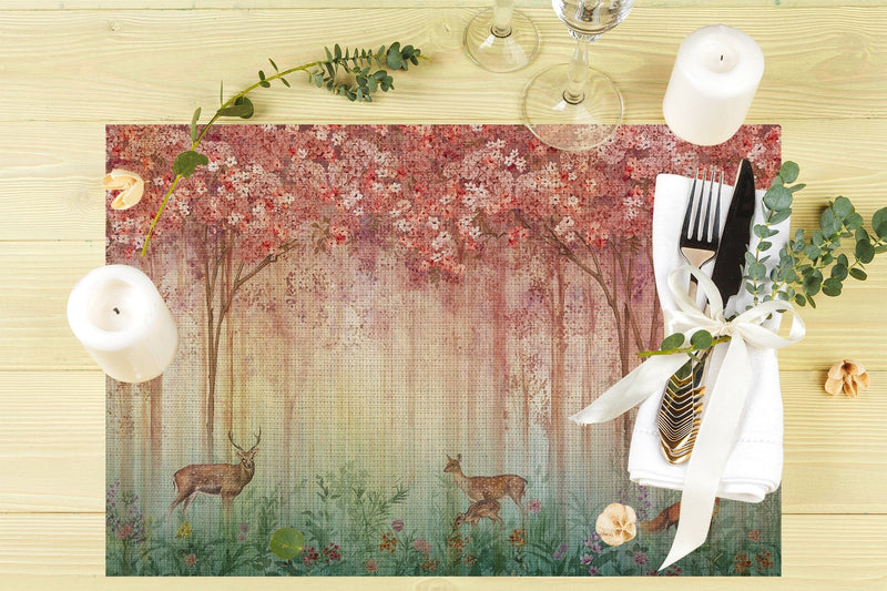Deers 4lü İnce Keten Kumaş Amerikan Servisi 50x35cm