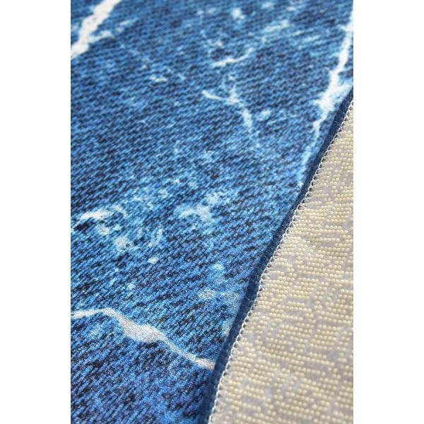 Denim Dijital Baskılı Çap 100cm Banyo Halısı, Kaymaz Taban, Yıkanabilir Bonvagon