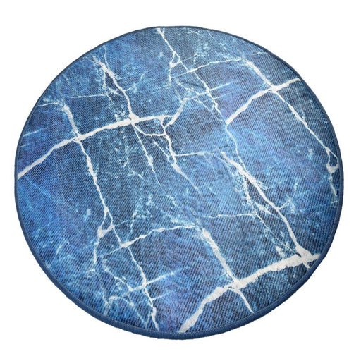 Denim Dijital Baskılı Çap 100cm Banyo Halısı, Kaymaz Taban, Yıkanabilir Bonvagon