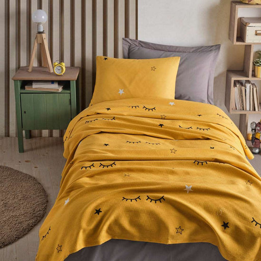 Dide Sarı Pike Örtü %100 Doğal Pamuk Bonvagon