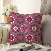 Dijital Baskılı Bordo Çiçekli Raşel Kadife Yastık Kırlent Kılıfı Bonvagon