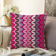 Dijital Baskılı Bordo Dalgalı Desen Raşel Kadife Yastık Kırlent Kılıfı Bonvagon