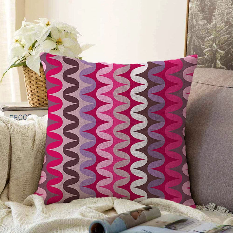 Dijital Baskılı Bordo Dalgalı Desen Raşel Kadife Yastık Kırlent Kılıfı Bonvagon