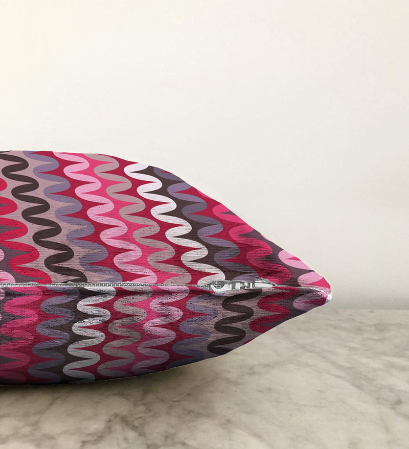 Dijital Baskılı Bordo Dalgalı Desen Raşel Kadife Yastık Kırlent Kılıfı Bonvagon