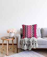 Dijital Baskılı Bordo Dalgalı Desen Raşel Kadife Yastık Kırlent Kılıfı Bonvagon