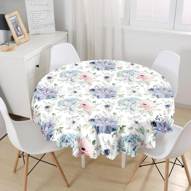 Dijital Baskılı Dekoratif Leke Tutmaz Yuvarlak Masa Örtüsü Bonvagon