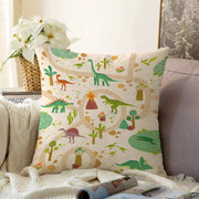 Dinozor Desenli Oyun Yolları Tasarımlı Çocuk & Genç Odası Modern Yastık Kırlent Kılıfı Bonvagon