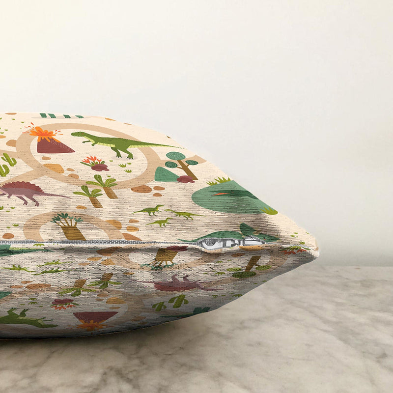 Dinozor Desenli Oyun Yolları Tasarımlı Çocuk & Genç Odası Modern Yastık Kırlent Kılıfı Bonvagon