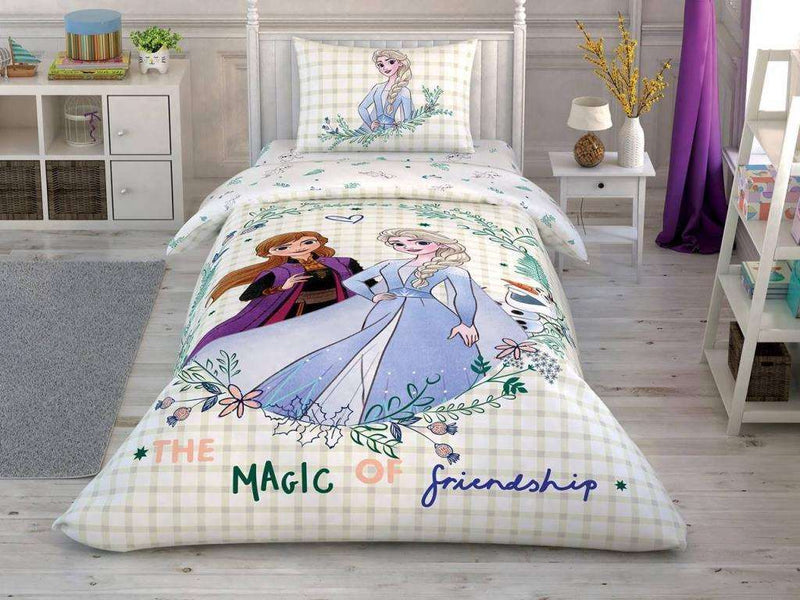 Disney Frozen 2 Friendship Tek Kişilik Nevresim Takımı 160x220 %100 Pamuk 57 Tel