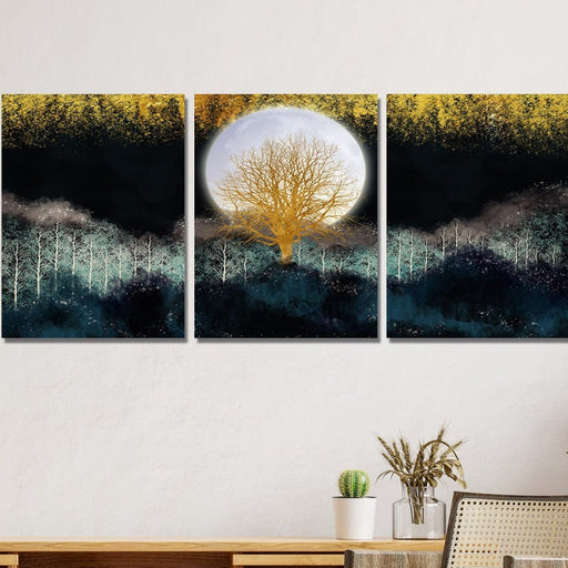 Doğa Görünümlü 3 Parça Ahşap Tablo Seti Bonvagon