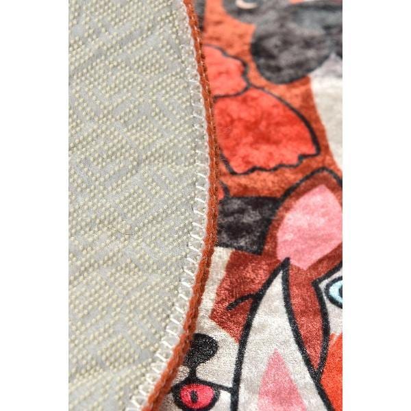 Dogs Yuvarlak Dijital Baskılı Halı, Kaymaz Taban, Yıkanabilir Bonvagon