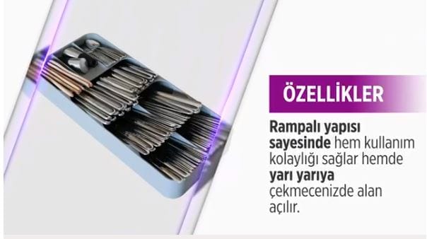 Dokuz Bölmeli Rampalı Çekmece İçi Beyaz Kaşıklık