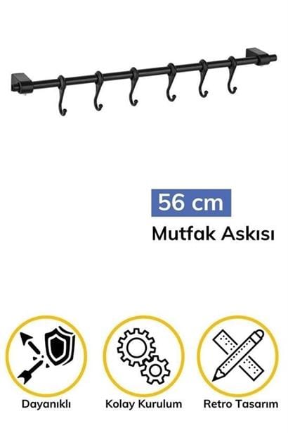  Duvara Monte Edilen 6 Kancalı Dekor Kaşıklık ve Kupa Askısı Bonvagon