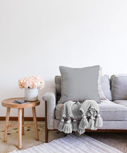 Düz Açık Gri Renkli Dijital Baskılı Raşel Kadife Yastık Kırlent Kılıfı Bonvagon