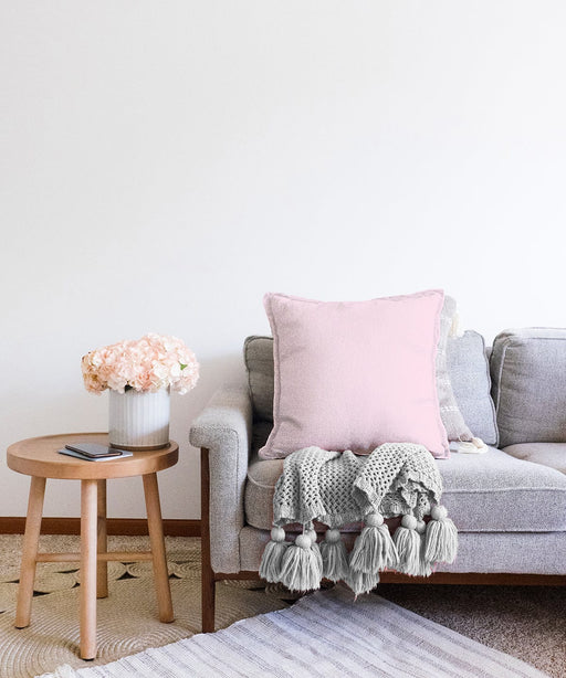 Düz Açık Pembe Renkli Dijital Baskılı Raşel Kadife Yastık Kırlent Kılıfı Bonvagon