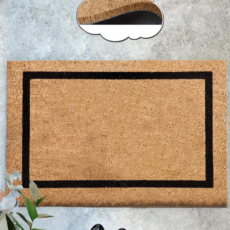 Düz Dikdörtgen Faset Doğal Koko Hindistan Cevizi Kapı Önü Paspas 60x40cm Bonvagon