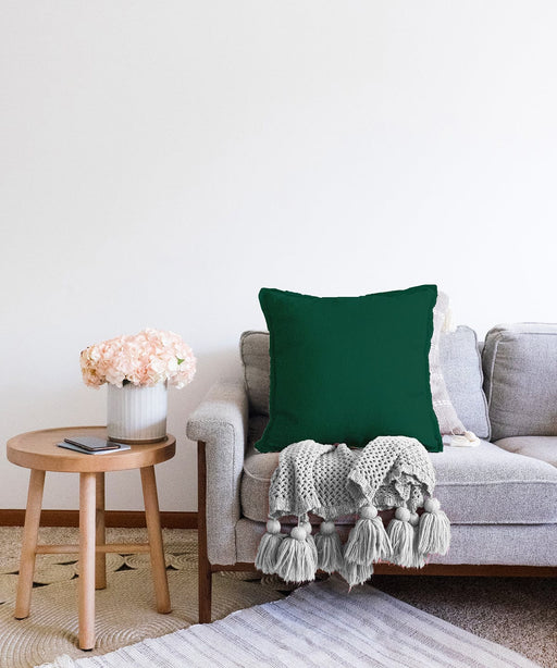 Düz Koyu Yeşil Renkli Dijital Baskılı Raşel Kadife Yastık Kırlent Kılıfı Bonvagon