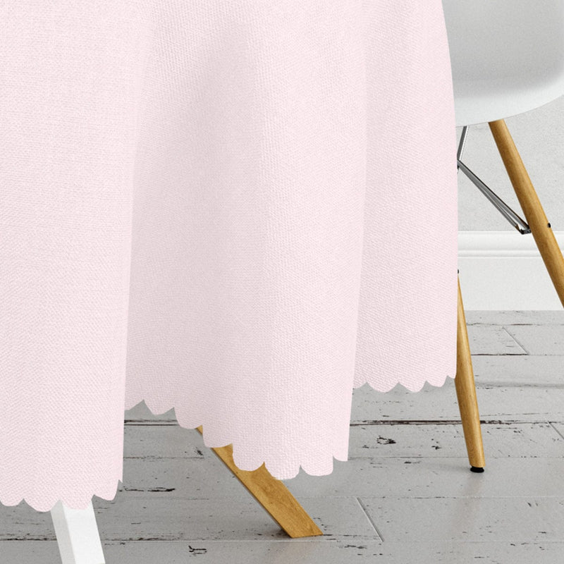 Düz Pembe Renk Dijital Baskılı Yuvarlak Masa Örtüsü Bonvagon