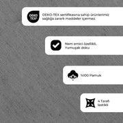 Düz Renk Antrasit Lastikli Çarşaf + Yastık Seti %100 Doğal Pamuk Ranforce Bonvagon