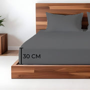 Düz Renk Antrasit Lastikli Çarşaf + Yastık Seti %100 Doğal Pamuk Ranforce Bonvagon