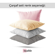 Düz Renk Gri Lastikli Çarşaf + Yastık Seti %100 Doğal Pamuk Ranforce Bonvagon