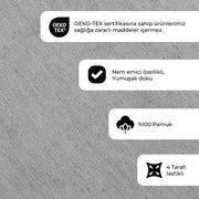 Düz Renk Gri Lastikli Çarşaf + Yastık Seti %100 Doğal Pamuk Ranforce Bonvagon