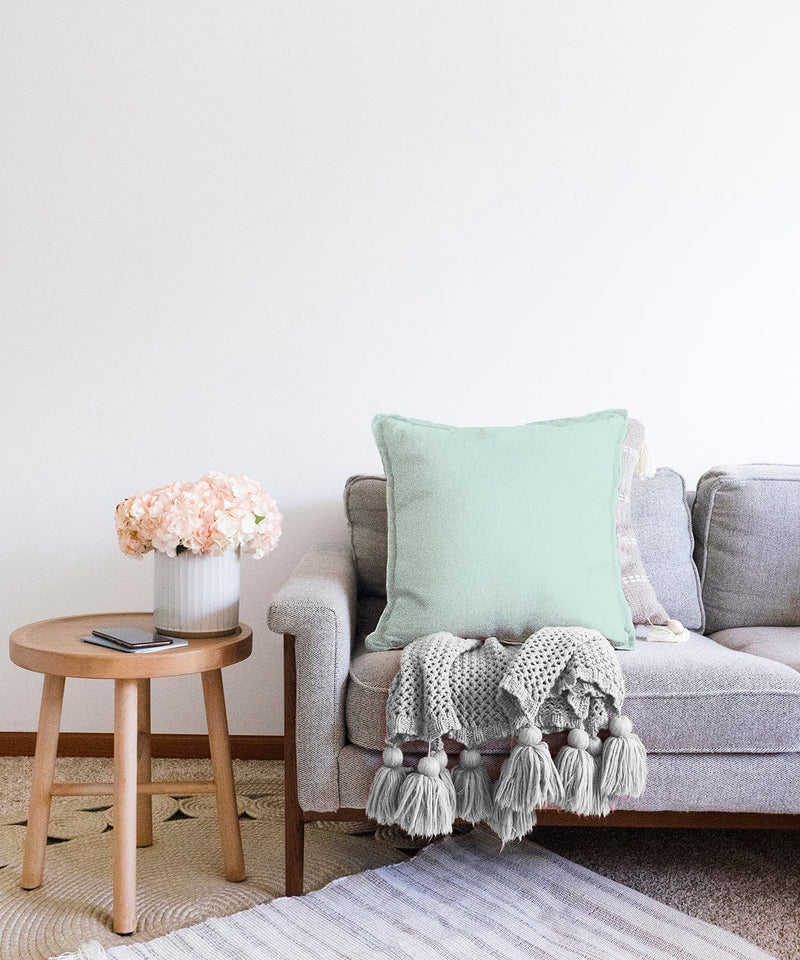 Düz Renk Mint Yeşili Renkli Dijital Baskılı Dekoratif Raşel Kadife Yastık Kırlent Kılıfı Bonvagon