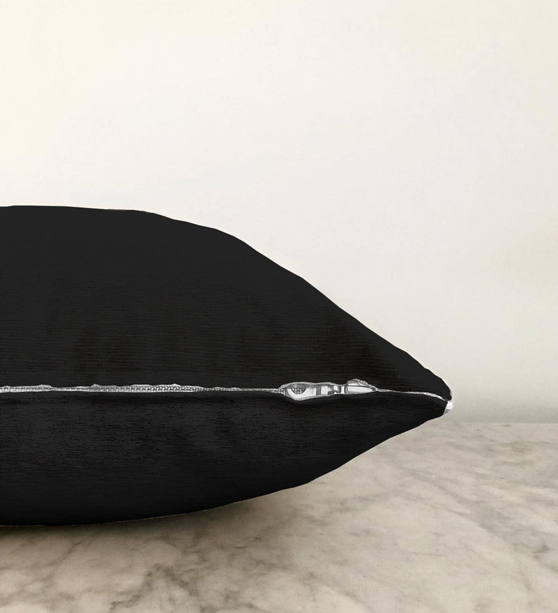 Düz Siyah Renkli Dijital Baskılı Raşel Kadife Yastık Kırlent Kılıfı Bonvagon