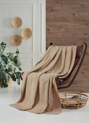 Eastborn Collection Pamuklu TV Battaniye 130x170 Bej Koltuk Örtüsü