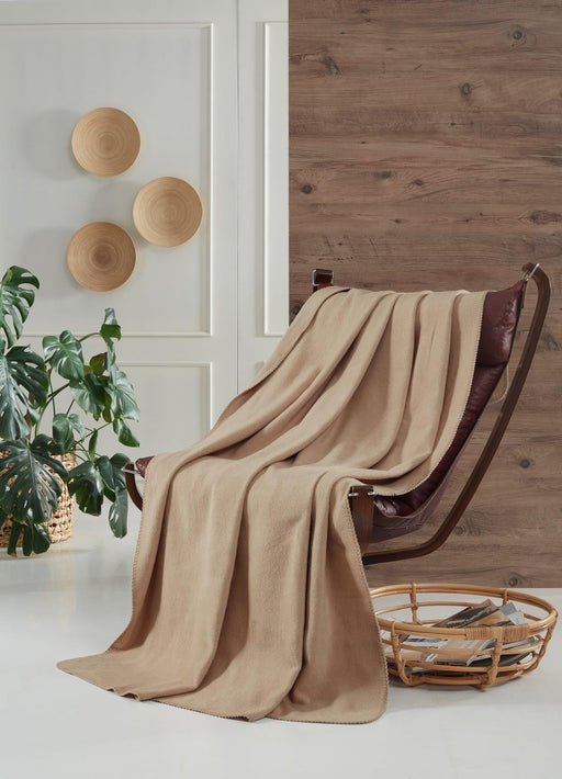 Eastborn Collection Pamuklu TV Battaniye 130x170 Bej Koltuk Örtüsü