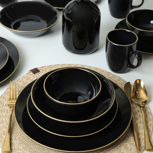 Ege Siyah Gold Yemek Takımı 30 Parça 6 Kişilik Bonvagon