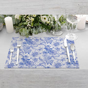 Egzotic Blue Birds 4lü İnce Keten Kumaş Amerikan Servisi 50x35cm