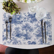 Egzotic Blue Print 4'lü İnce Keten Kumaş Amerikan Servisi 50x35cm Bonvagon