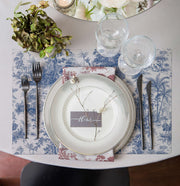 Egzotic Blue Print 4'lü İnce Keten Kumaş Amerikan Servisi 50x35cm Bonvagon