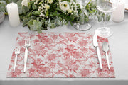 Egzotic Red Birds 4lü İnce Keten Kumaş Amerikan Servisi 50x35cm