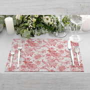 Egzotic Red Birds 4lü İnce Keten Kumaş Amerikan Servisi 50x35cm