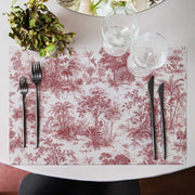 Egzotic Red Print 4'lü İnce Keten Kumaş Amerikan Servisi 50x35cm Bonvagon